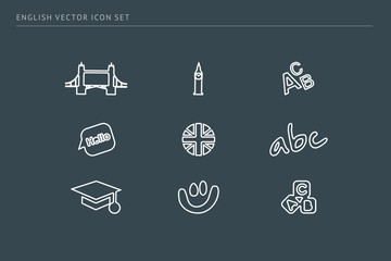 Wall Mural - Set of outline vector school icons on the theme of education