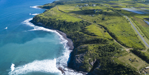 Wall Mural - Aerial panoramic view of the North coast of St Kitts in the Caribbean