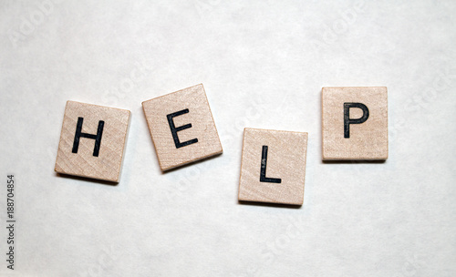 Square Wood Blocks Spell The Word Help Wooden Tiles Flat Lay Sign With Capital Letters Help Concepts Help Aid Assistance Stock Photo Adobe Stock