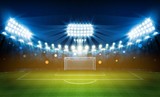 Fototapeta Pokój dzieciecy - Football arena field with bright stadium lights vector design. Vector illumination