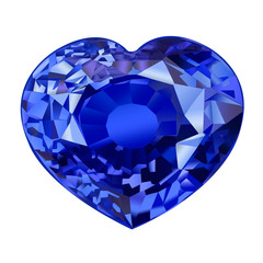 Wall Mural - insulated blue gem stone in shape of heart on white background