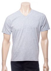 Wall Mural - Grey heathered shortsleeve cotton tshirt on a mannequin isolated