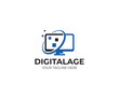 © artsterdam - Computer monitor logo template. Digital screen vector design. Device illustration