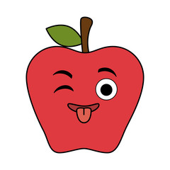 Poster - fresh apple fruit kawaii character vector illustration design