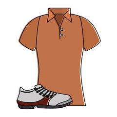 Canvas Print - golf shirt uniform with shoe vector illustration design