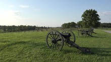 Line Of Cannon On Seminary Ridge, Gettysburg National Battlefield, PA, USA.