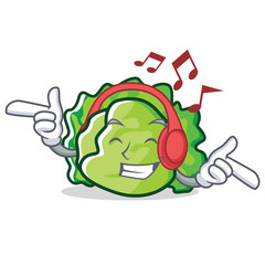 Poster - Listening music lettuce character cartoon style