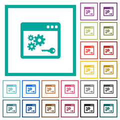 Poster - API key flat color icons with quadrant frames