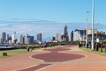  Paved Promenade Against City Skyline In Durban South Africa