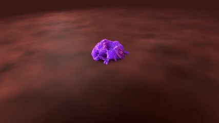 Wall Mural - 3D rendered animation of a Microscopic view on a growing Cancer Tumor on healthy tissue.