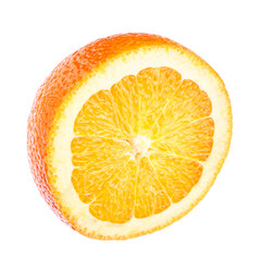 Half of orange, citrus fruit, isolated on white background, clipping path