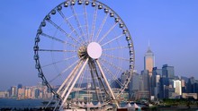 Ferris Wheel & Skyscraper Buildings; Junction, Structures, Hong Kong; Peir 9 & Waterfront, Hong Kong