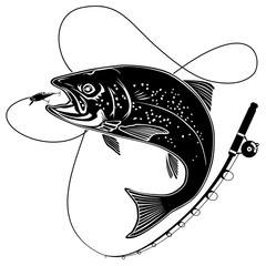 Wall Mural - trout logo white