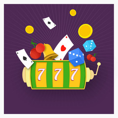 Sticker - Casino social media banner design decorated with golden glittering playing card symbols.