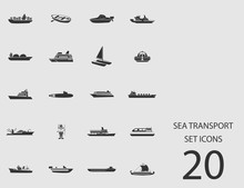 Sea Transport Set Of Flat Icons. Vector Illustration