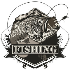 Wall Mural - Bass fishing logo