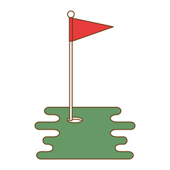 Canvas Print - golf hole with flag vector illustration design