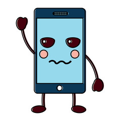 mobile phone character emoticon face kawaii vector illustration