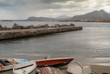Naklejka na meble Palermo Bay boats Sicily Foro Italico