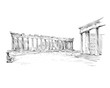 Acropolis of Athens. The Parthenon. Athens. Greece. Europe. Hand drawn sketch. Vector illustration.