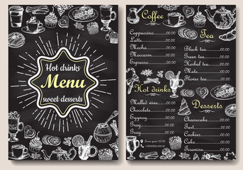 Restaurant chalkboard menu design vector hand drawn illustration