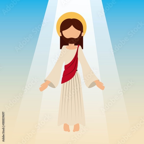 Fotomural the ascension of jesus christ with blue sky vector illustration