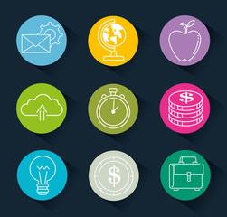 Wall Mural - success business set icons vector illustration design