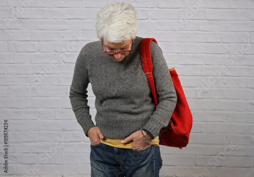 Fashion Portrait Of Beautiful Stylish Modern Elderly Woman Older
