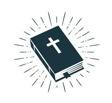 Bible, Scripture Logo Or Label. Faith, Creed, Prayer Icon. Vector Illustration
