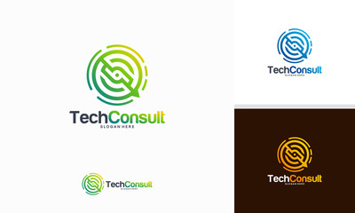 Discussion Tech Logo template designs vector illustration, Technology Consult logo template designs