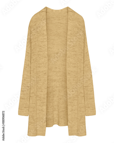 Cuadros en Lienzo Classic beige cardigan long unbuttoned sweater isolated on white