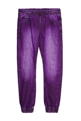 Sticker - Violet baggy jeans denim pants with elastic isolated on white