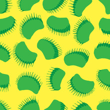 Hand Drawn Venus Flytrap Seamless Pattern. Clipping Mask Used.