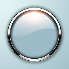 Poster - Glossy button, grey with metallic elements