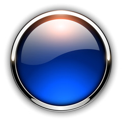 Poster - Glossy button, blue with metallic elements
