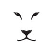 Vector image of a lioness head on white background. Wild cat.