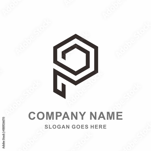 Monogram Letter P Geometric Hexagon Architecture Interior