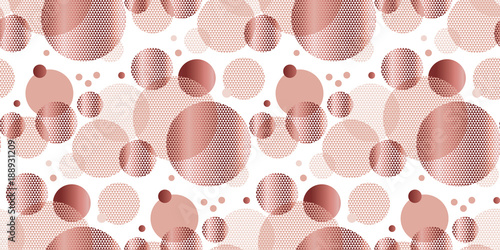 Vector illustration with concept circle shape with triangle pattern. Rose gol...