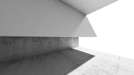  Empty concrete interior, 3d white walls