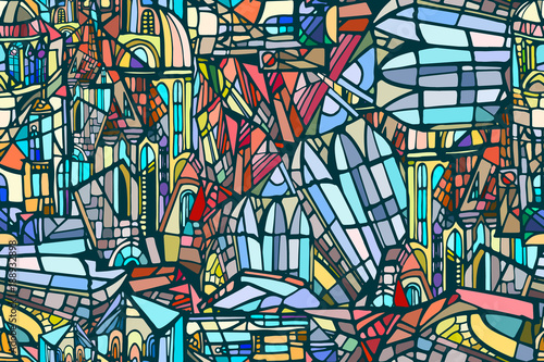 Vector Seamless Mattern With Abstract Fantasy Gothic City Background With Decorative Gothic Roofs Windows And Towers Stained Glass Texture Hand Drawn Stock Vector Adobe Stock Vector Seamless Mattern With Abstract Fantasy Gothic City Background With Decorative Gothic Roofs Windows And Towers Stained Glass Texture Hand Drawn Stock Vector Adobe Stock