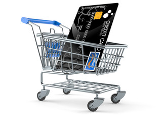 Wall Mural - Shopping cart with credit card