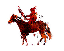 Vector Watercolor Silhouette Of An American Indian