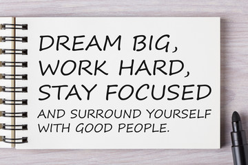 Wall Mural - Dream big, work hard, stay focused and surround yourself with good people