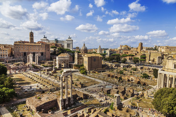 Canvas Print - Panorama of the Roman forum, view from above. Rome, Italy