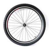 Fototapeta Góry - Black and alloy bicycle wheel