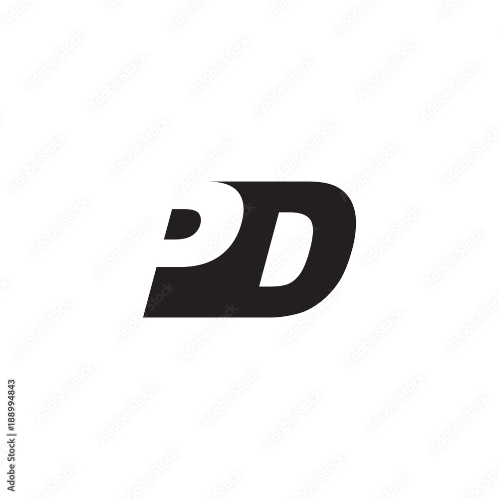 Initial letter PD, negative space logo, simple black color Stock Vector ...
