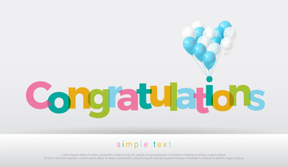 Wall Mural - congratulations colorful with balloons on white background. congratulations logo design for poster banner template. vector illustrator