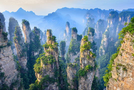landscape of zhangjiajie. located in wulingyuan scenic and historic interest area (wu ling yuan feng