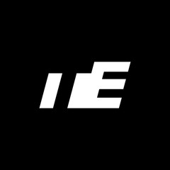 Initial letter TE, negative space logo, white on black background