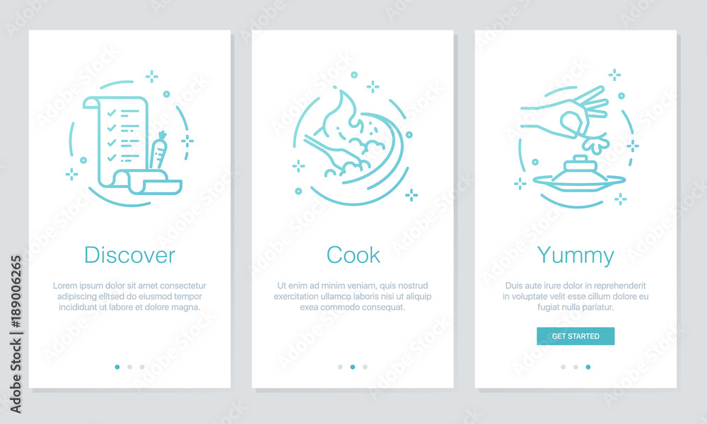 Simple Loading Screen Examples Food Food and Recipes concept onboarding app screens. Modern and simplified ...